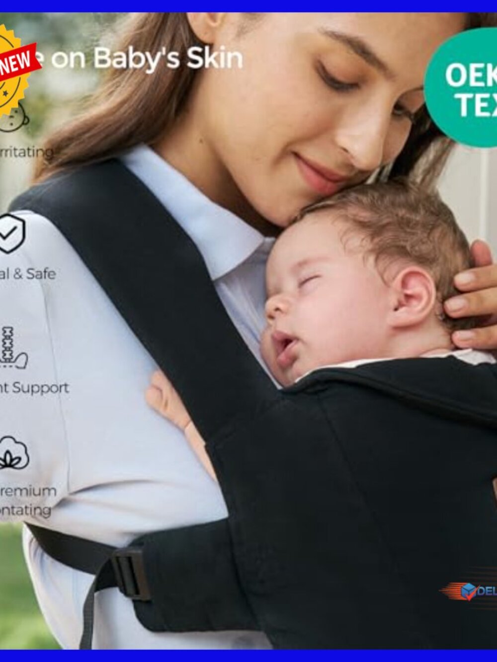 Lightweight Newborn Carrier 7-25 lbs Ergonomic Cross-Back Lumbar Support - Picture 4 of 6